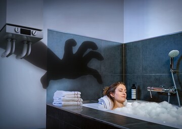 Co-Gefahr von einer Gastherme.